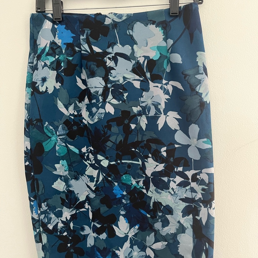 Cupio Teal Floral Pencil Skirt
